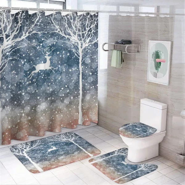 Flying Deer Ombre Snow on a shower curtain
