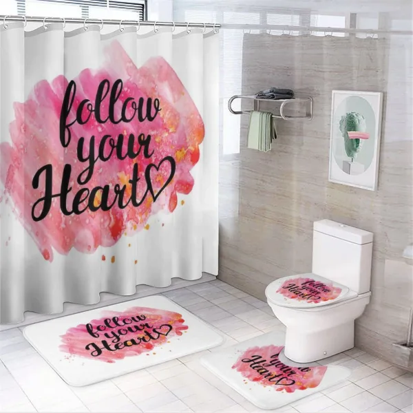 Follow Your Heart Phrase on a shower curtain