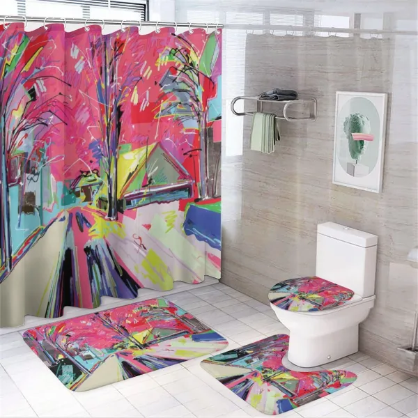 Funky Streets Sketch Trees on a shower curtain