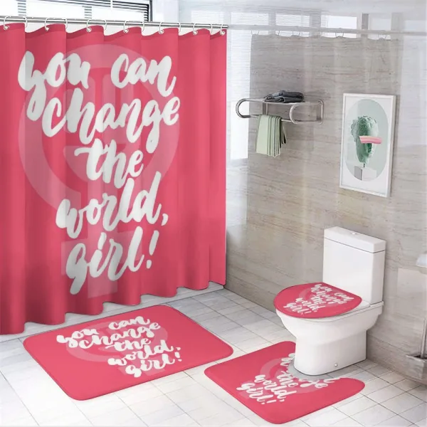 Girl Change the World on a shower curtain