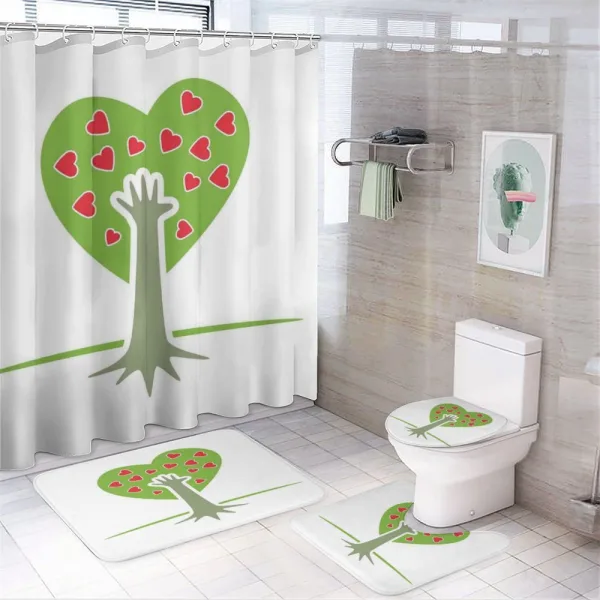 Hand and Hearts Tree on a shower curtain