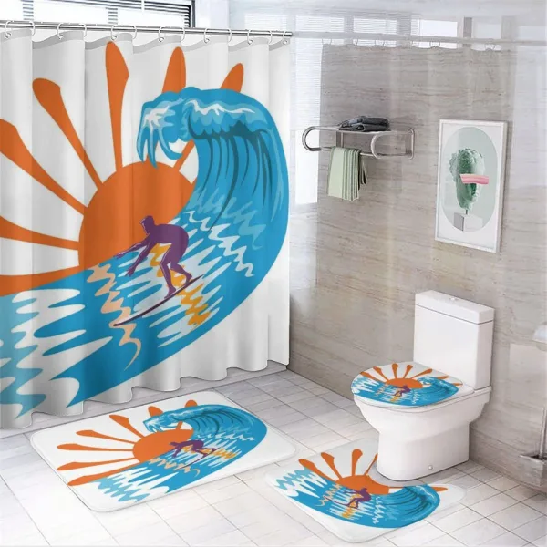 Hot Beach Vibes Surfer on a shower curtain