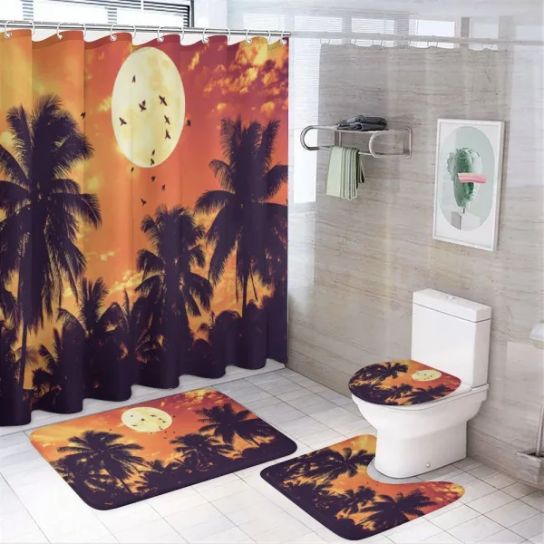 Palms Full Moon Birds on a shower curtain
