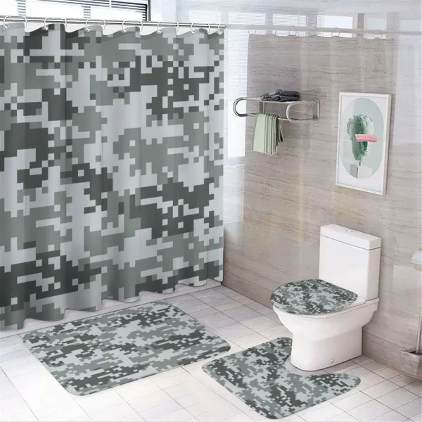 Pixel Effect Digital Grey on a shower curtain