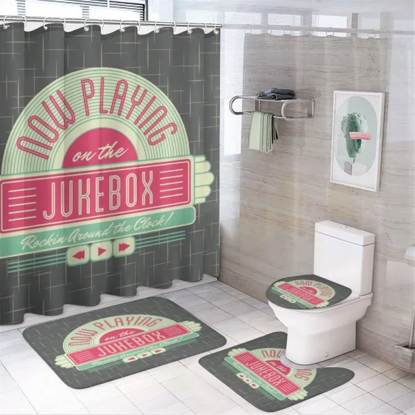 Retro 50s Music Box on a shower curtain