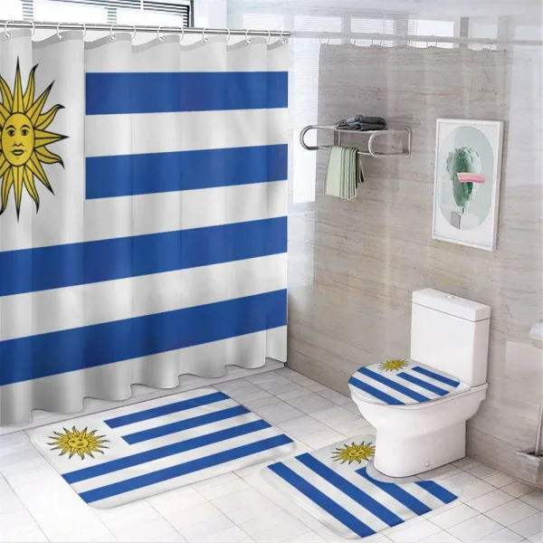 Simple Stripes and Sun Flag on a shower curtain