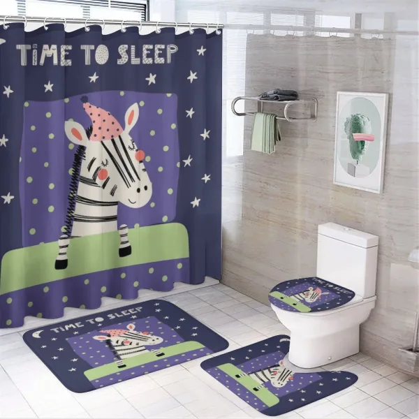 Sleeping Zebra in Nightcap on a shower curtain