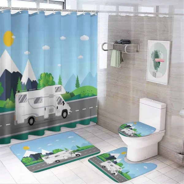Truck Driving on Countryside on a shower curtain