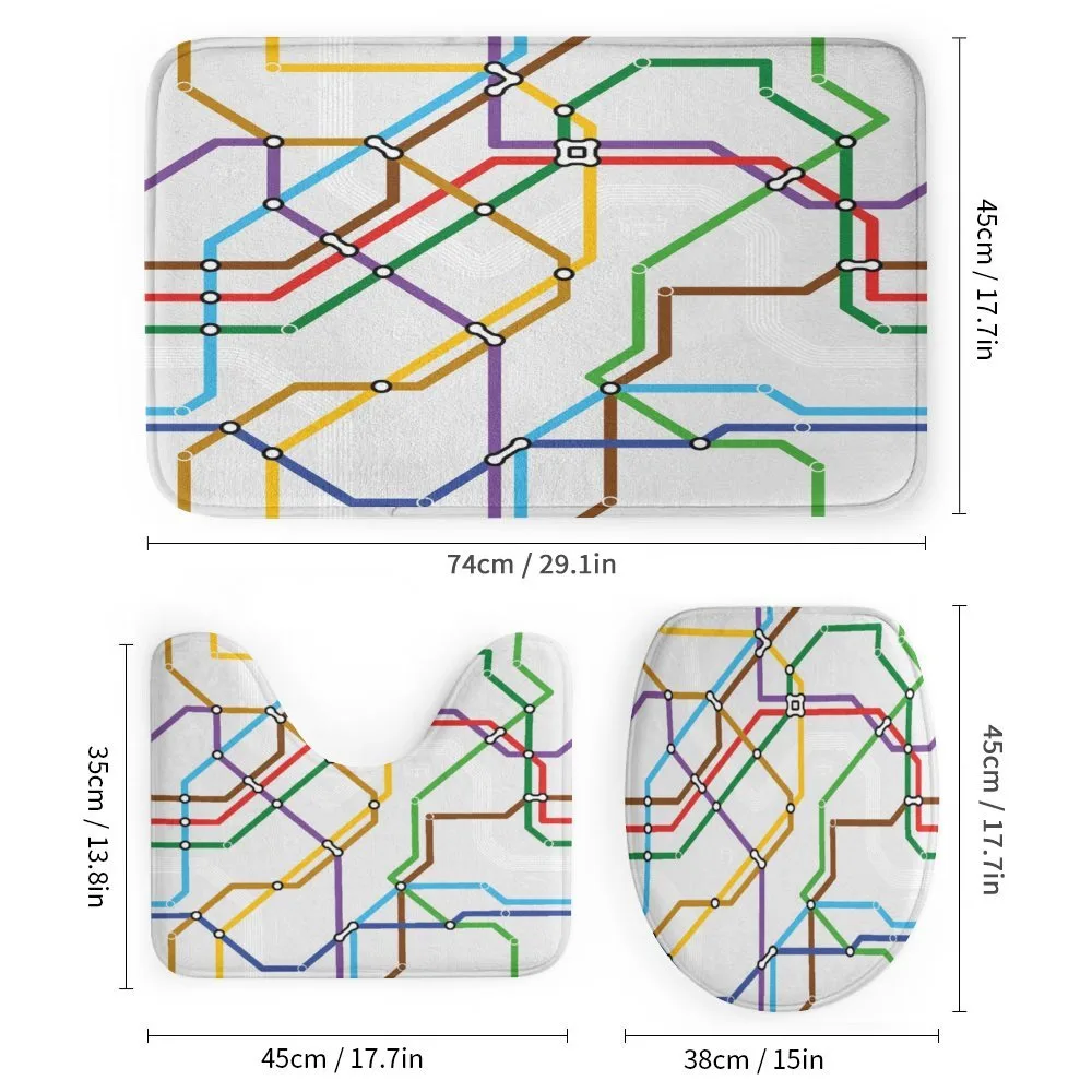 Vibrant Striped Metro Route — Detail 1