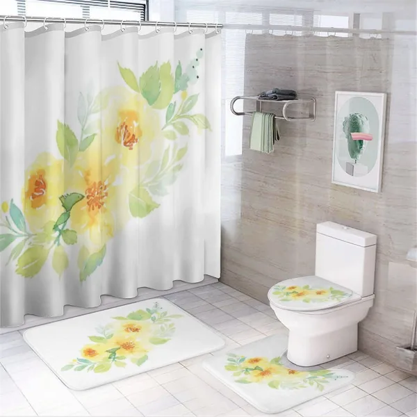 Watercolor Nature Flower on a shower curtain