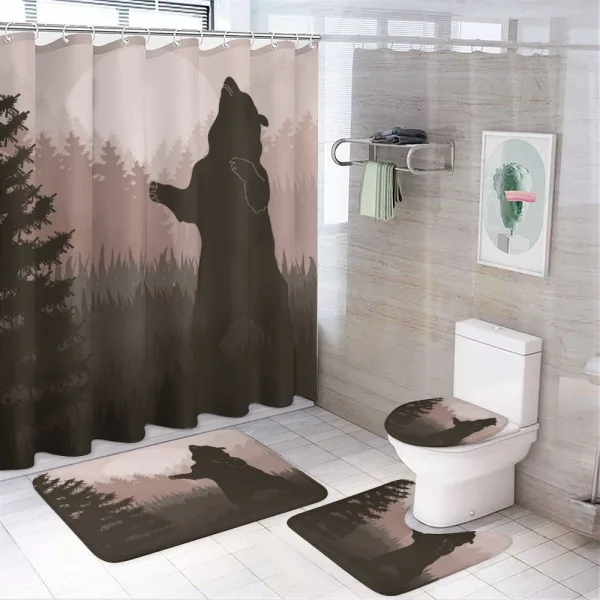 Wild Bear Night Jungle on a shower curtain