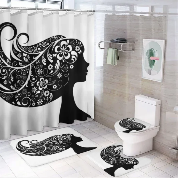 Woman with Floral Hair on a shower curtain