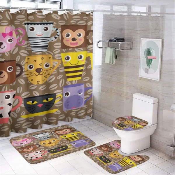 Animal Mugs Print on a shower curtain