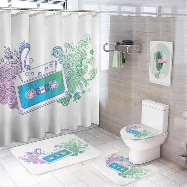 Audio Cassette Tape on a shower curtain