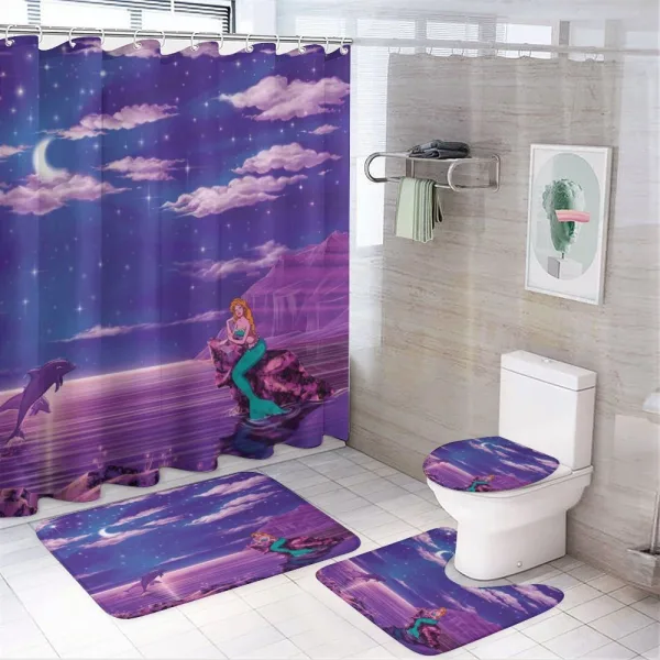 Cartoon Style Dolphins on a shower curtain