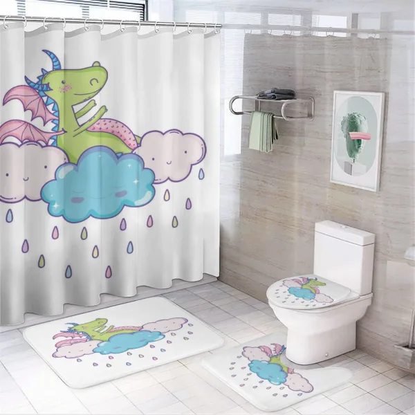 Doodle Style Clouds and Rain on a shower curtain