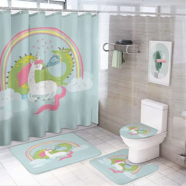 Dragon Unicorn Love on a shower curtain