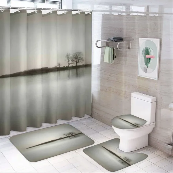 Fall Trees on Island on a shower curtain