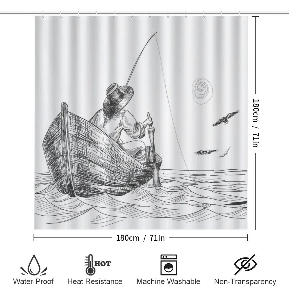 Fisherman on Boat Sketch — Detail 2
