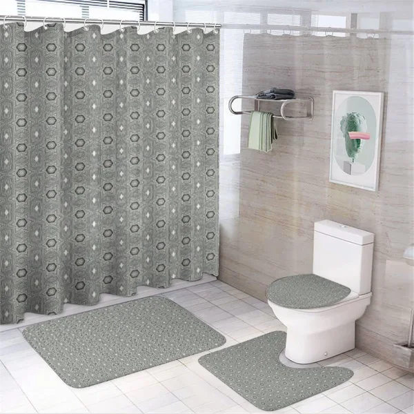 Floral Hatched Motifs on a shower curtain
