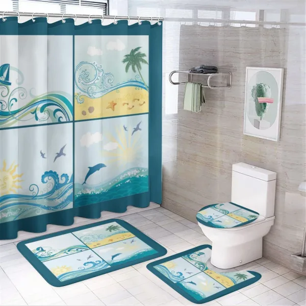 Maritime Themed Waves on a shower curtain