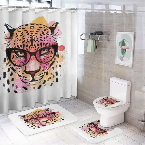 Modern Hipster Leopard on a shower curtain