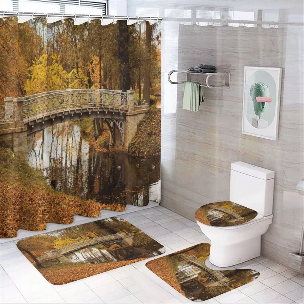 Old Bridge in Fall Forest — Your design