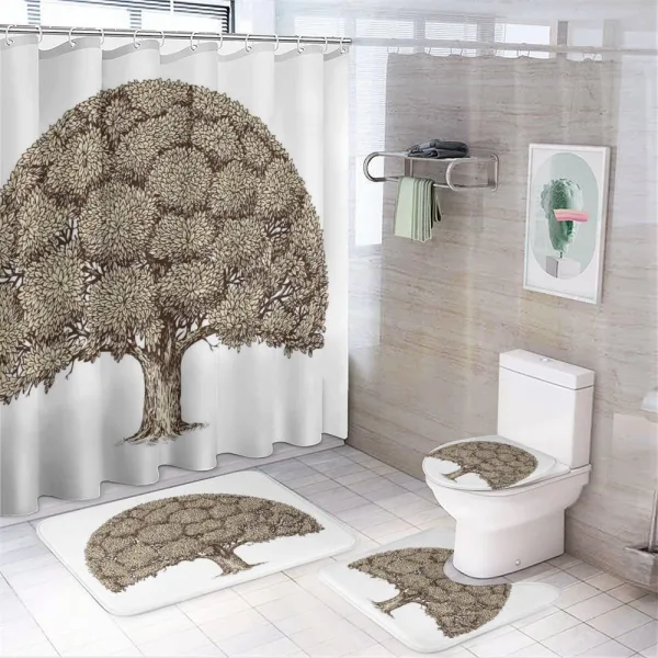 Old Oak Foliage Leaves on a shower curtain