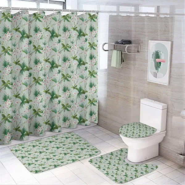 Palm Leaves and Wild Flora on a shower curtain
