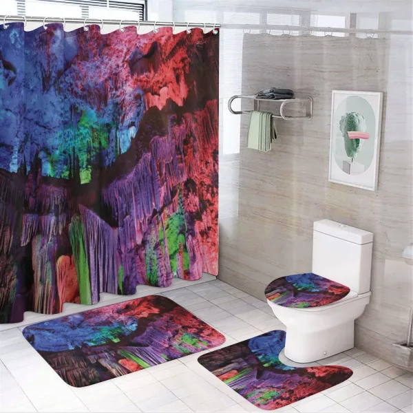 Rainbow Colored Rock on a shower curtain