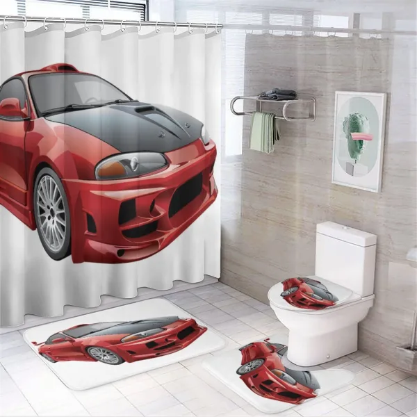 Red Dragster Automobile on a shower curtain