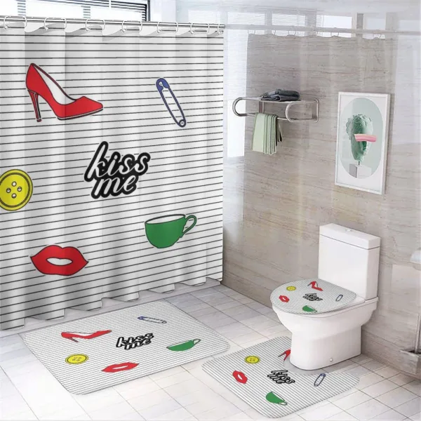 Retro Sticker Pattern on a shower curtain