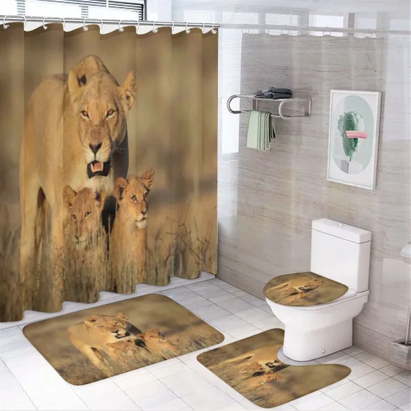 Safari Lions Wilderness on a shower curtain