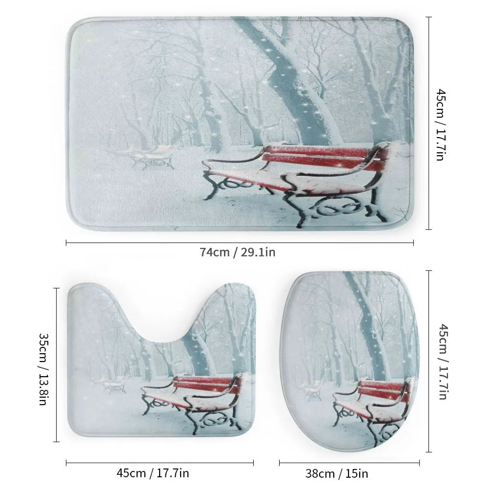 Snowy Bench Misty Path — Detail 1