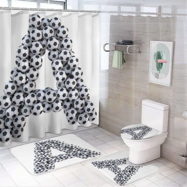 Soccer Balls Capital on a shower curtain