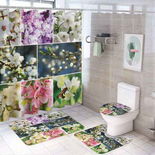 Spring Scenery Collage on a shower curtain