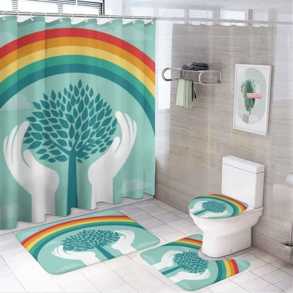 Tree and Hands on a shower curtain