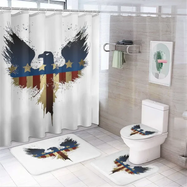 USA Flag Bird Silhouette on a shower curtain