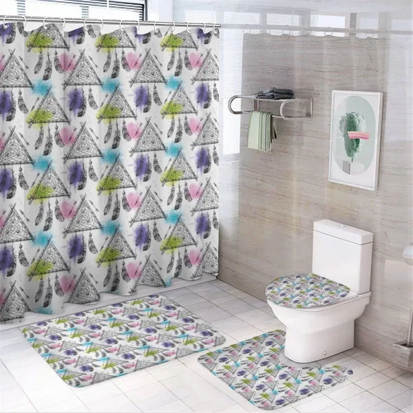 Artful Triangle Dreamcatchers on a shower curtain