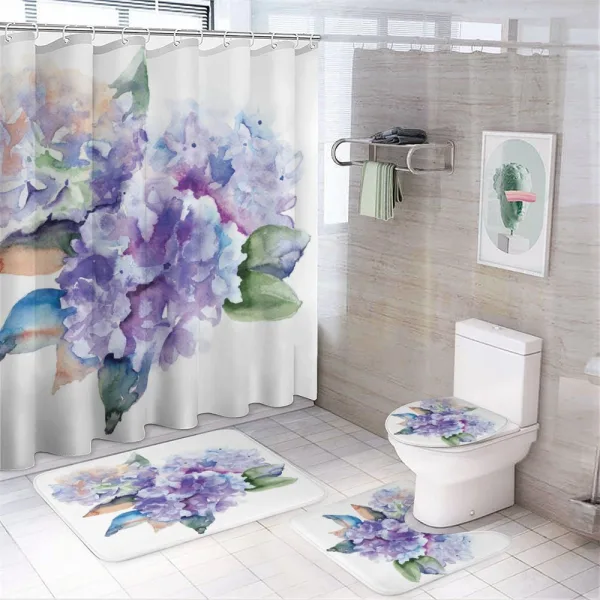 Blooming Hydrangea on a shower curtain