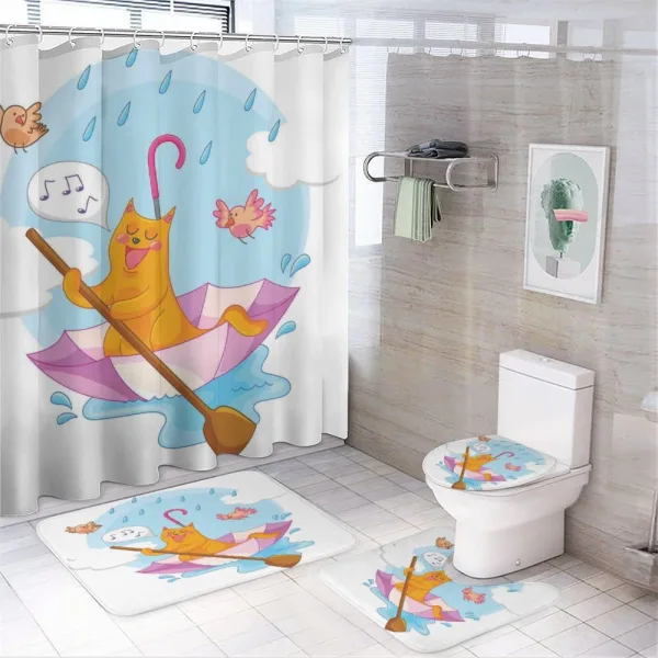 Cartoon Animal Kids Birds on a shower curtain
