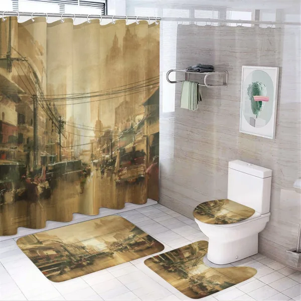 City Street View on a shower curtain