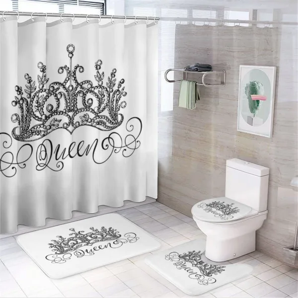 Crown Lettering Baroque on a shower curtain