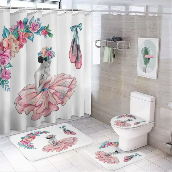Dancer Girl in Flowers on a shower curtain