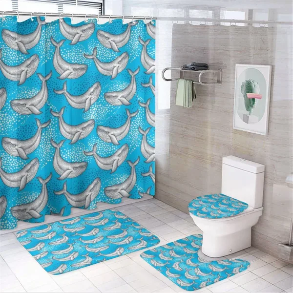 Dotted Whale Sea Ocean on a shower curtain