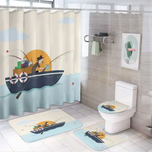 Fisher Man Hobby on a shower curtain