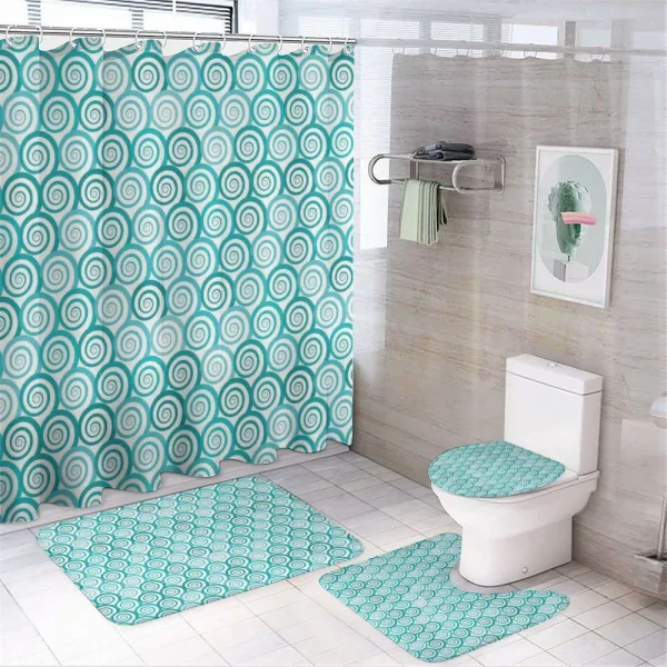 Flat Design Sea Waves on a shower curtain