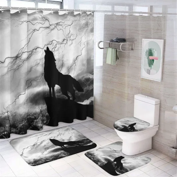 Howling Under Full Moon on a shower curtain