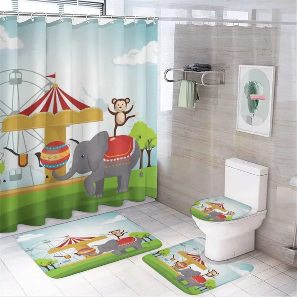 Joyful Animals in Circus on a shower curtain