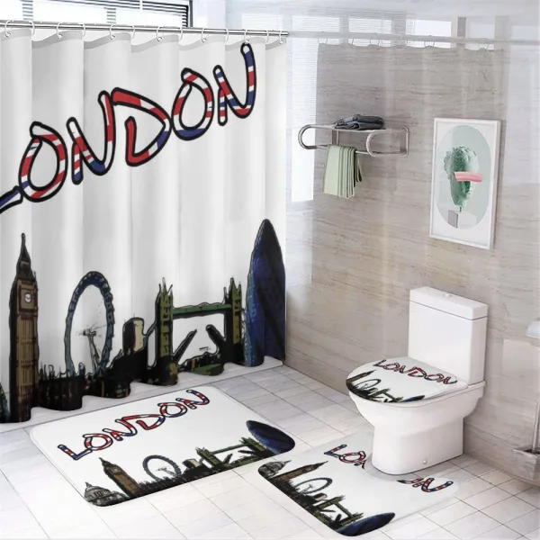 London Tower Cartoon on a shower curtain